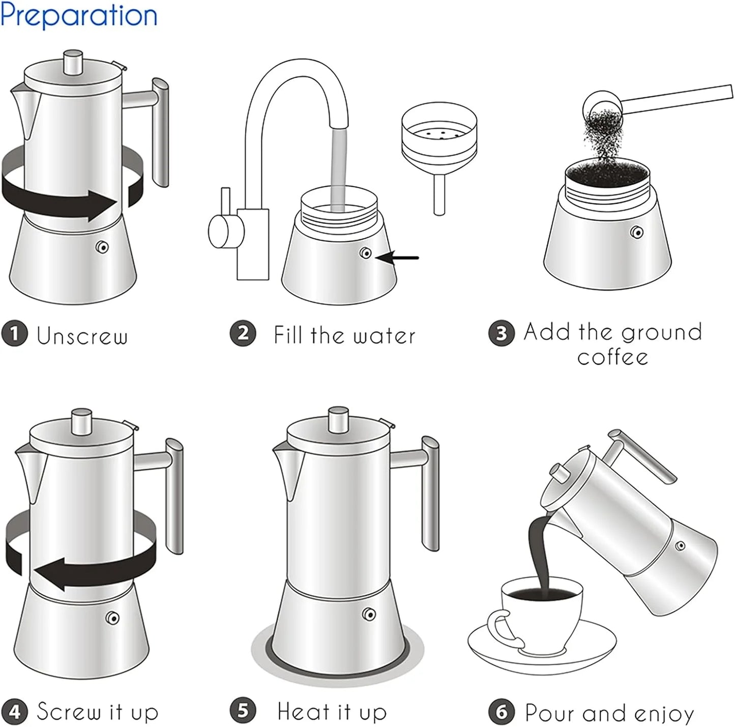 Easyworkz Stovetop Espresso Maker Stainless Steel 4 Cup