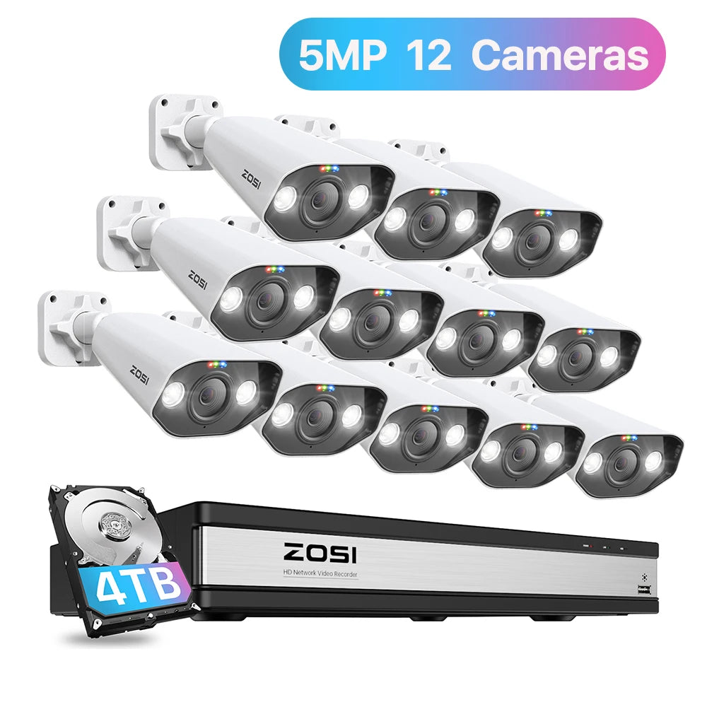 ZOSI 16CH 4K PoE Home Security Camera System 8MP NVR Set Outdoor Indoor Color Night Vision AI IP Camera Video Surveillance Kit