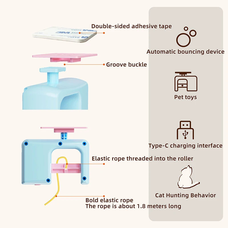 Cat Toy Swing Sticky Disc Elastic with Bell Hanging Door Teasing Cat Rope Long Rope Teasing Cat Toy Accessories Pet Kitten Toy