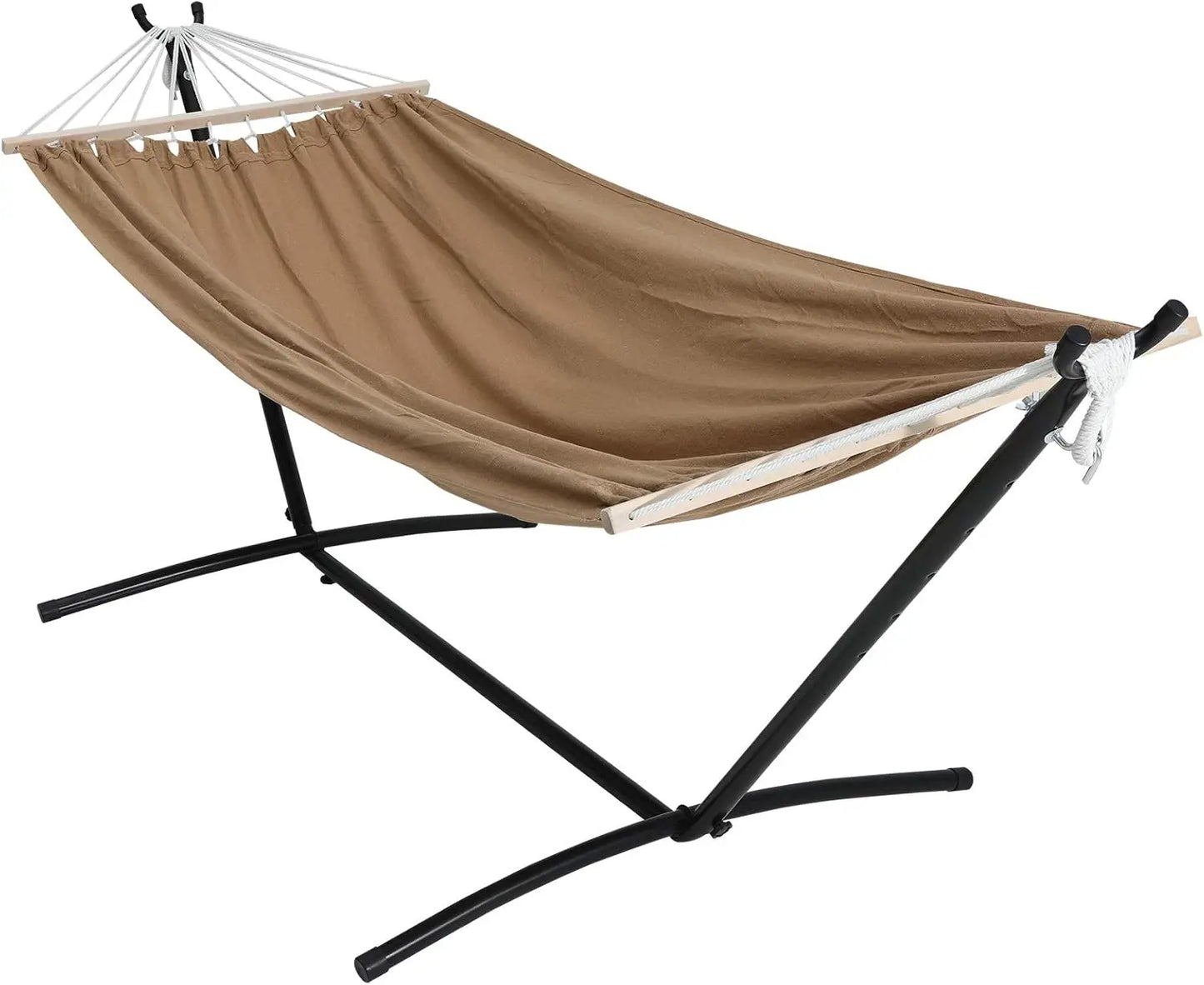 2Person Adjustable Hammock with 10FT Heavy Duty Steel Stand and Spreader Bars550lbs Capacity,Included Portable