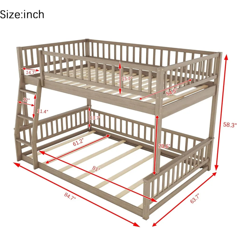 Over Queen Bunk Bed With Inclined Ladder Solid Wood