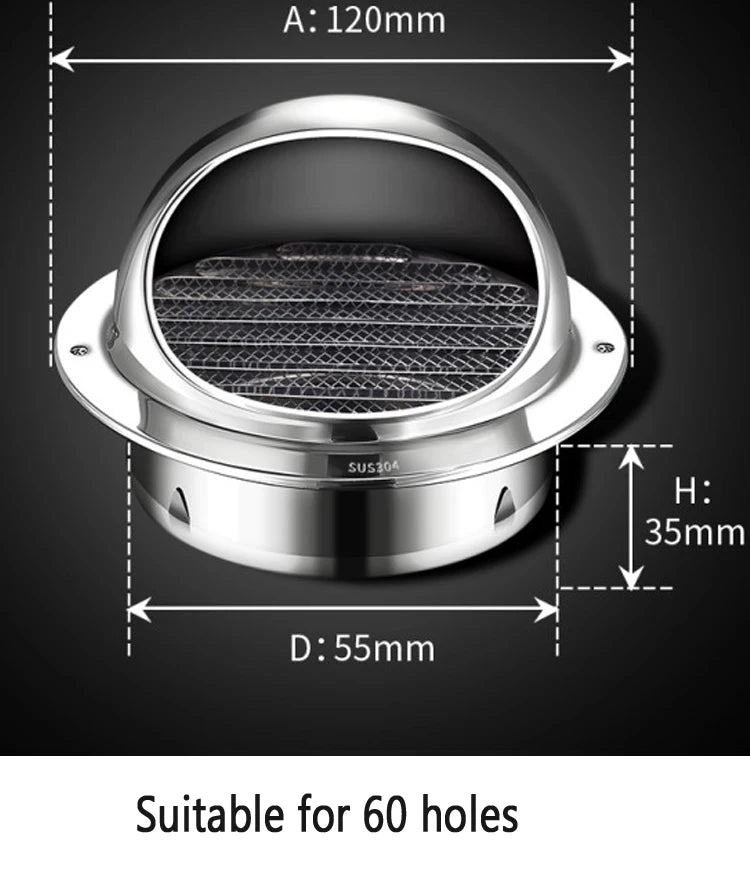 Stainless Steel Wall Ceiling Air Vent Ducting Ventilation Exhaust Grille Cover Outlet Heating Cooling Waterproof Vents Cap