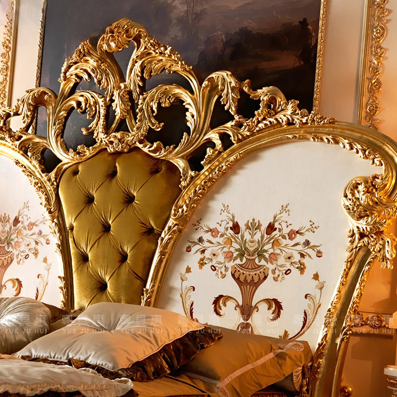 Solid Wood European Bed Italian Style Comfortable Furniture