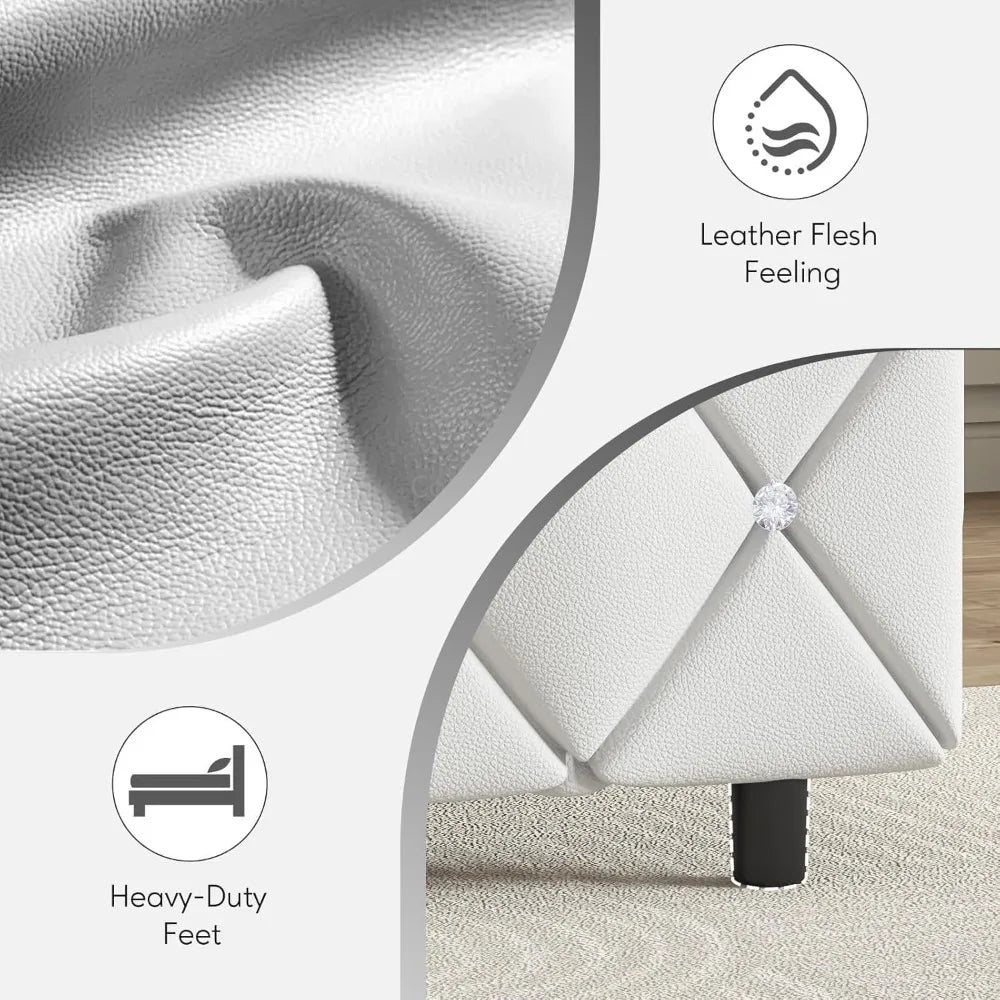 ANGDUOH Platform Bed Frame With Upholstered Headboard