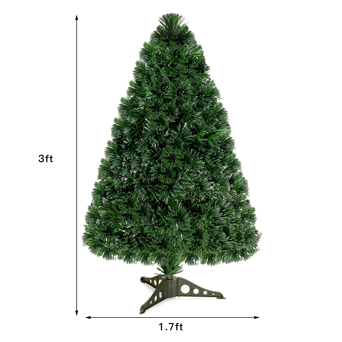 3Ft Pre-Lit Fiber Optic Artificial PVC Christmas Tree Tabletop w/ Plastic Stand