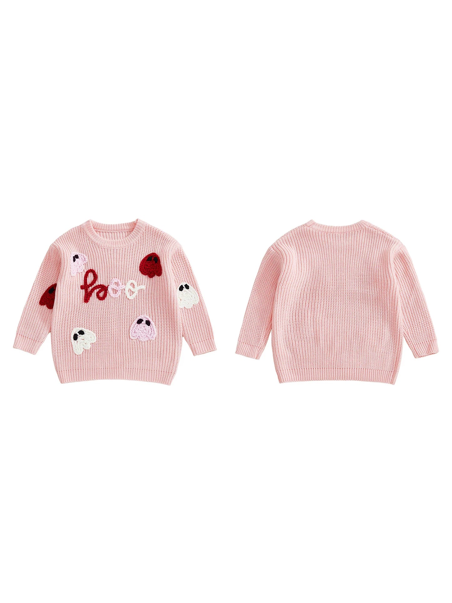 Spooky Halloween Sweater with Pumpkins and Bats Knitted Long Sleeve Crew Neck Pullover for Kids Boy Girl