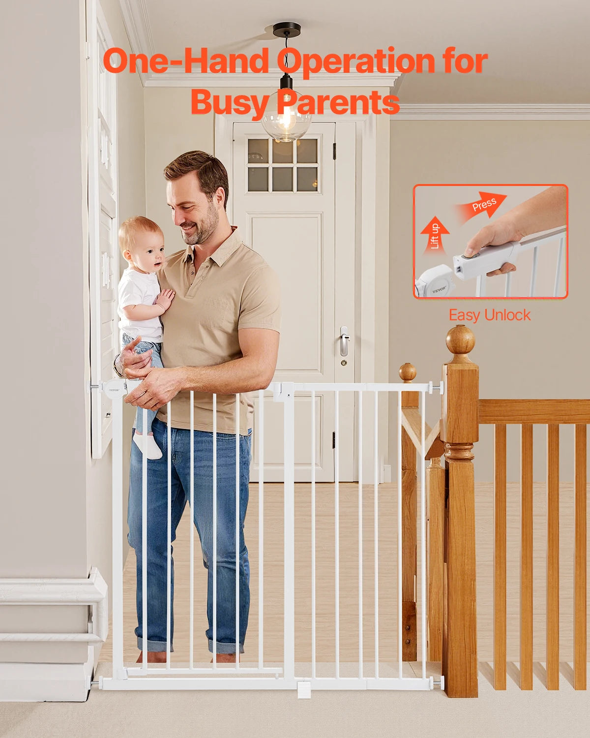 SucceBuy Baby Gate Walk Through Pressure Mount For Doorways