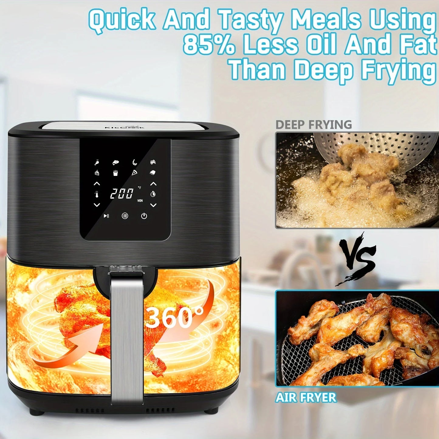 KitCook Large Air Fryer with Digital Touch Screen and Presets