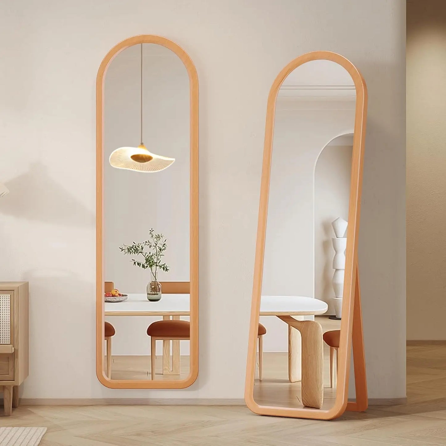 Elegant Wooden Full-Length Mirror for Bedroom Vanity and Decor