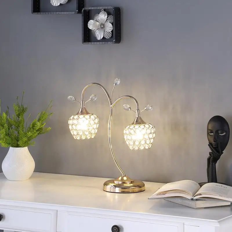 17.25" Rose Gold Floral Bell Glam Metal Table Lamp Elegant Design Lighting Fixture