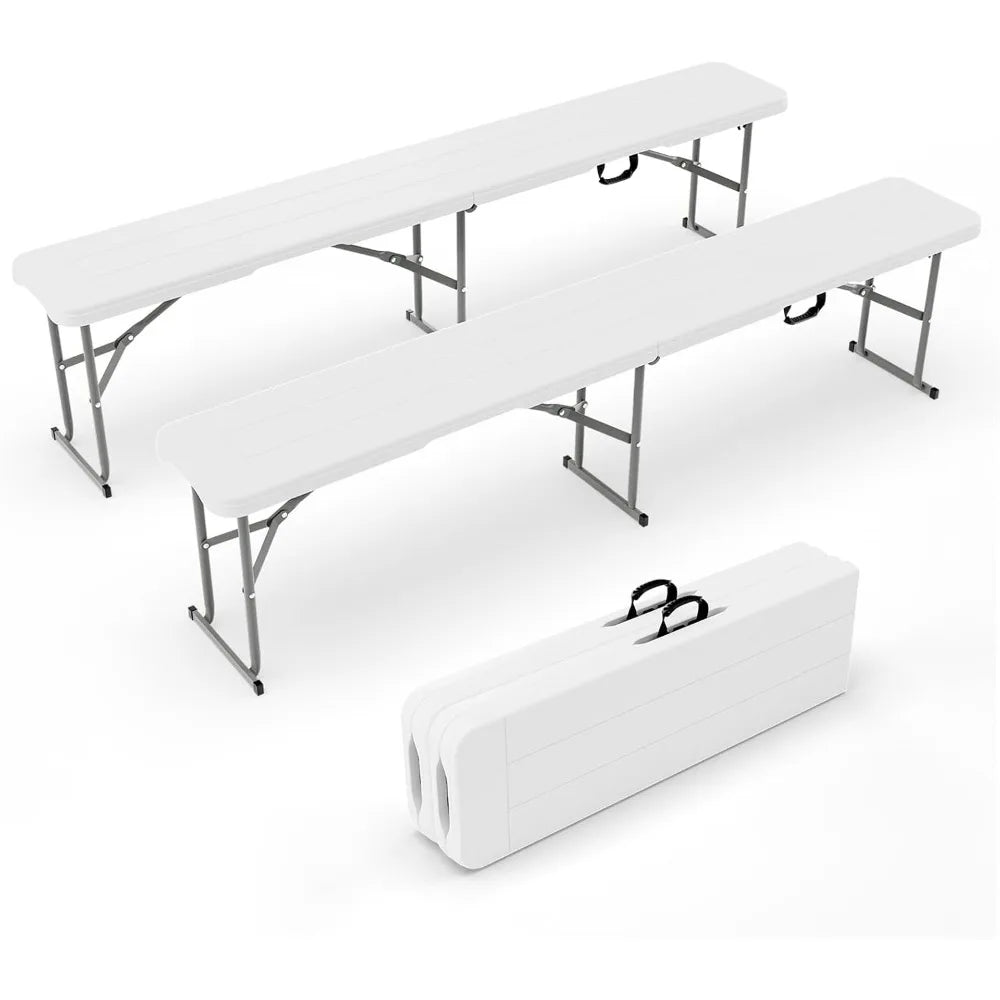 VINGLI 6 feet Plastic Folding Bench,Portable in/Outdoor Picnic Party Camping Dining Seat, Garden Soccer Multipurpose Entertainin