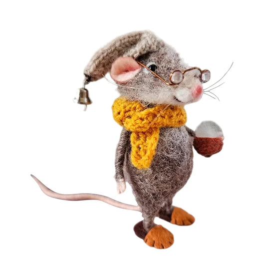 Mouse Doll Christmas Needle Felted Mouse Craft Decoration Needle Felted Christmas Cute Needle Felted Mouse Handmade Wool Felted