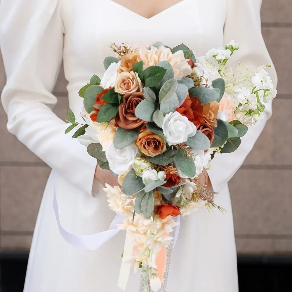 Bridal Bouquet Cascading, Wedding Bouquets for Bride, Bride Bouquets for Wedding Ceremony and Anniversary Artificial