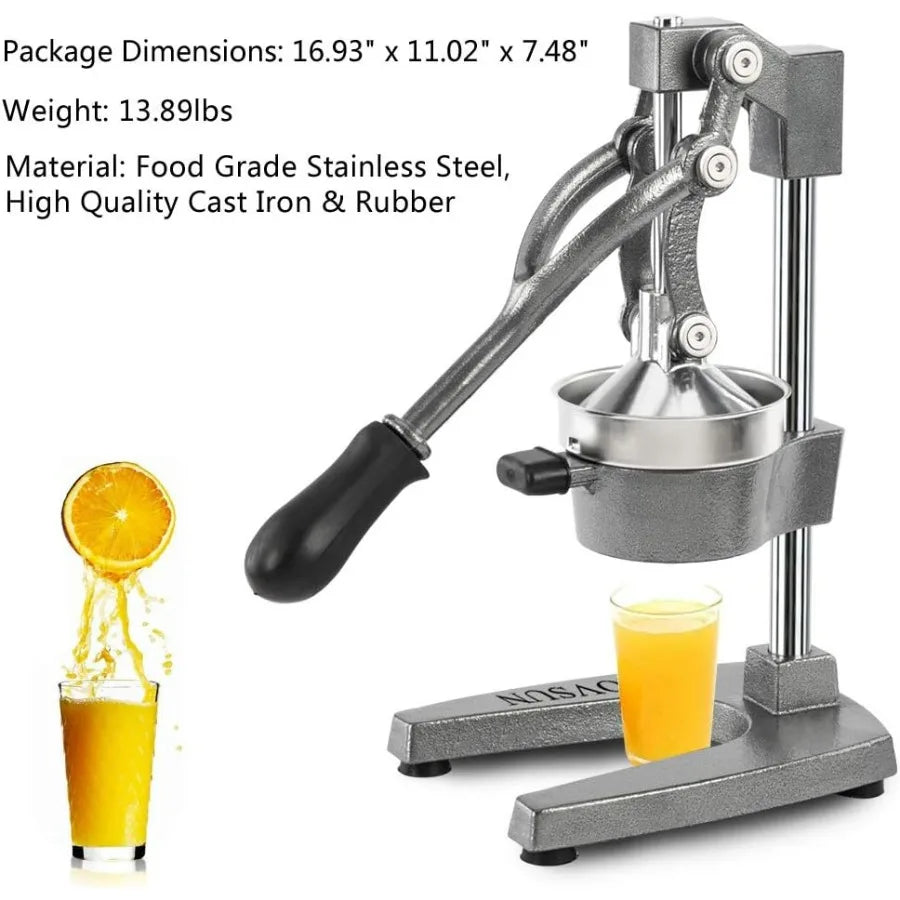 Commercial Grade Citrus Juicer Hand Press Manual Fruit Juicer Juice Squeezer Citrus Orange Lemon Pomegranate Grey