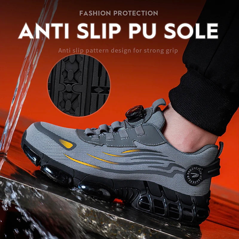 Breathable Lace Free Safety Shoes Anti Smash Puncture
