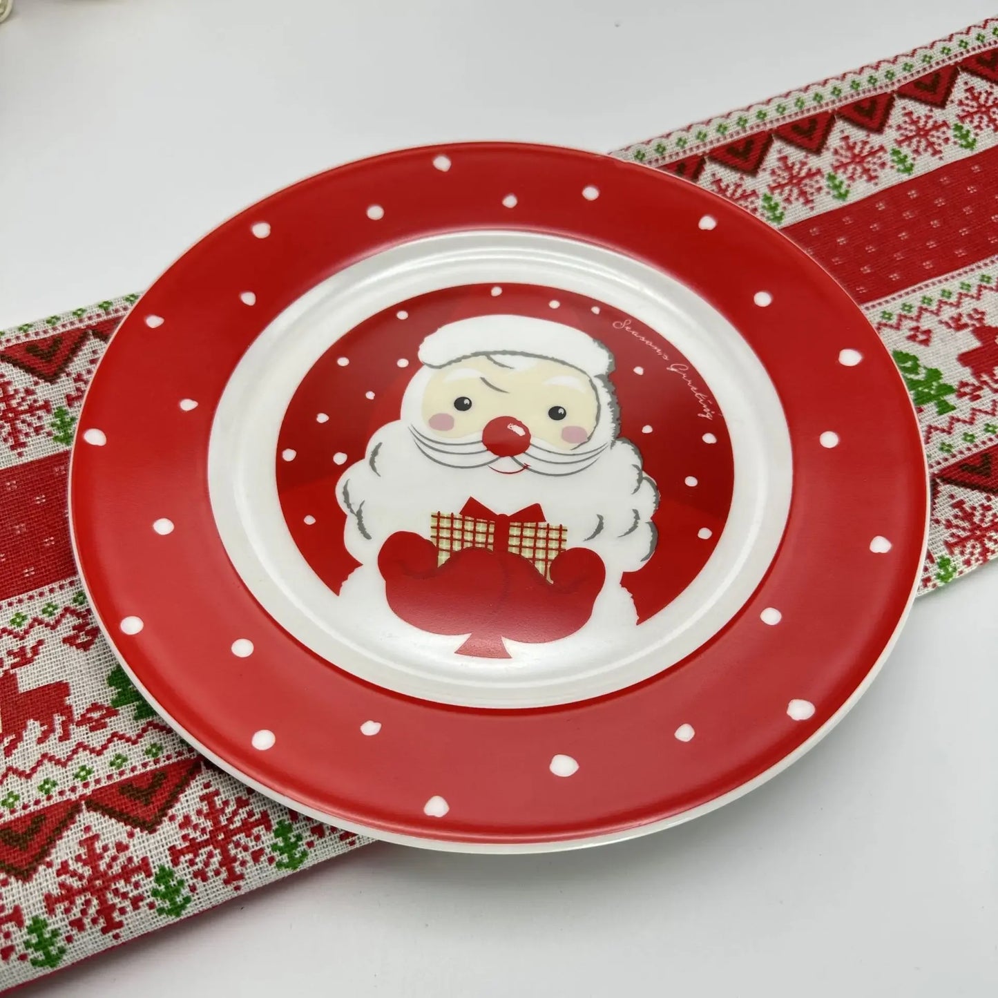 D20cm Christmas Ceramic Plates Christmas Element Table Decoration Dish Retro Village Atmosphere Dining Plate For Festival Decor