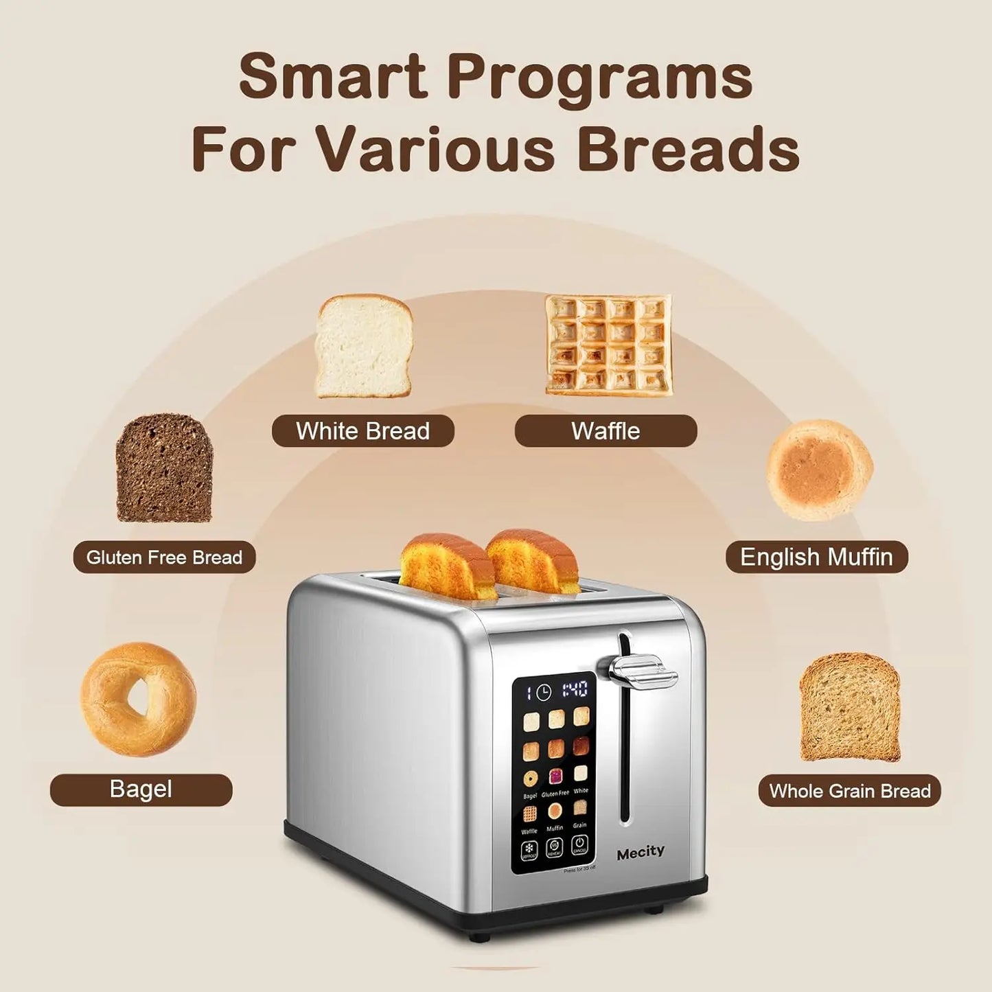 Iosn Touch Screen Stainless Steel Toaster For Bagels Bread