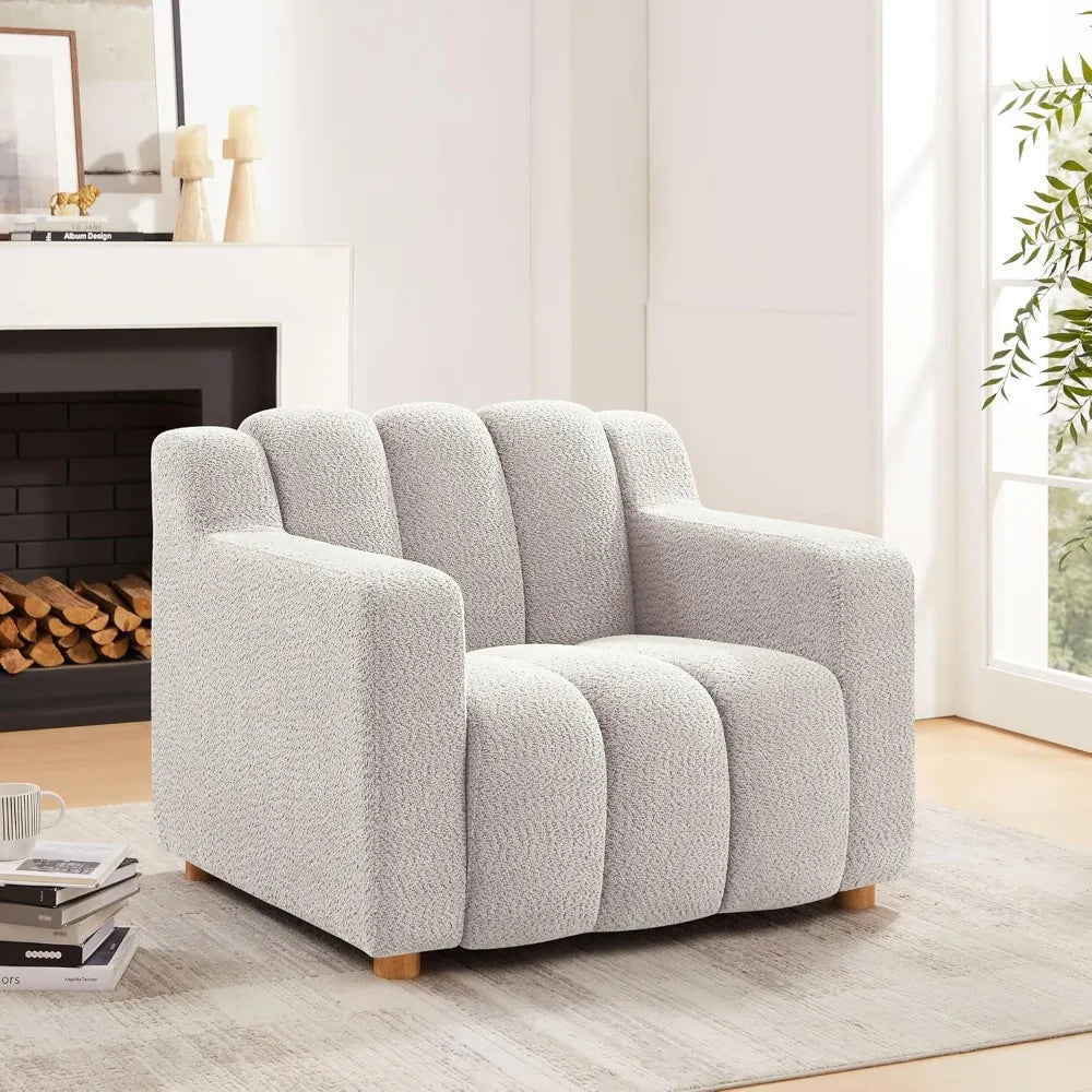 Oversized Accent Chair, Modern Living Room Chairs, Comfy Boucle Fabric Upholstered Armchair for Bedroom, Office, Waiting Room