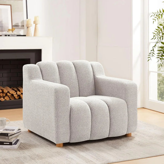 Oversized Accent Chair, Modern Living Room Chairs, Comfy Boucle Fabric Upholstered Armchair for Bedroom, Office, Waiting Room