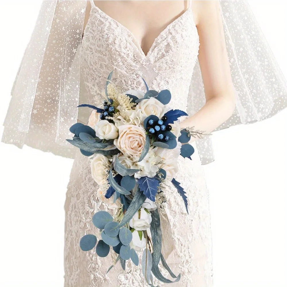 Bridal Bouquet Cascading, Wedding Bouquets for Bride, Bride Bouquets for Wedding Ceremony and Anniversary Artificial