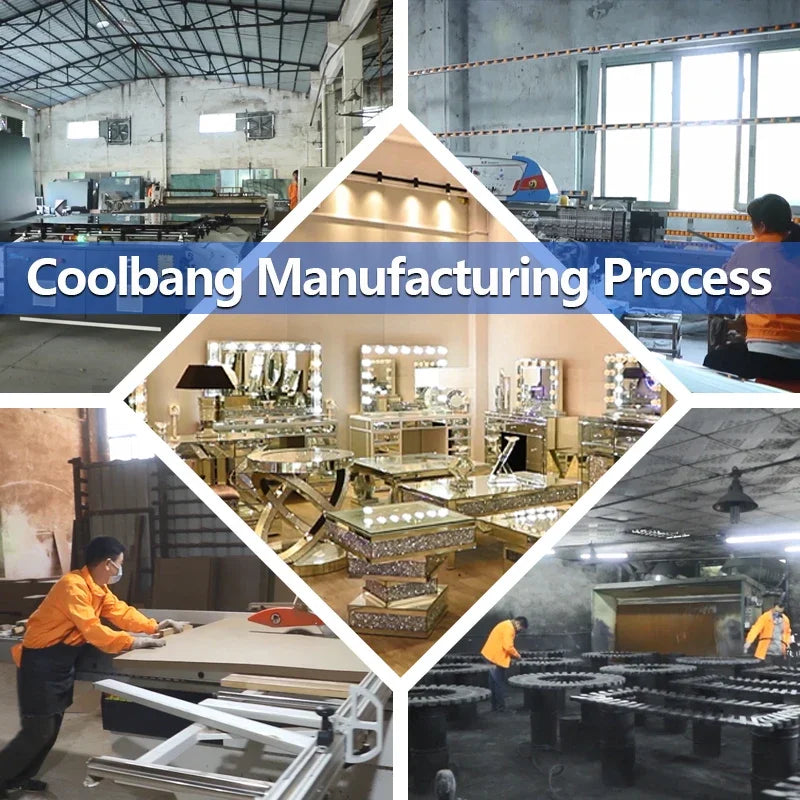 Coolbang Crushed Diamond Glass Coffee Table For Living Room