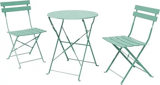 3-Piece Folding Bistro Set, 2 Chairs and 1 Table, Weather-Resistant Outdoor/Indoor Conversation Set for Patio, Yard, Garden-Yel