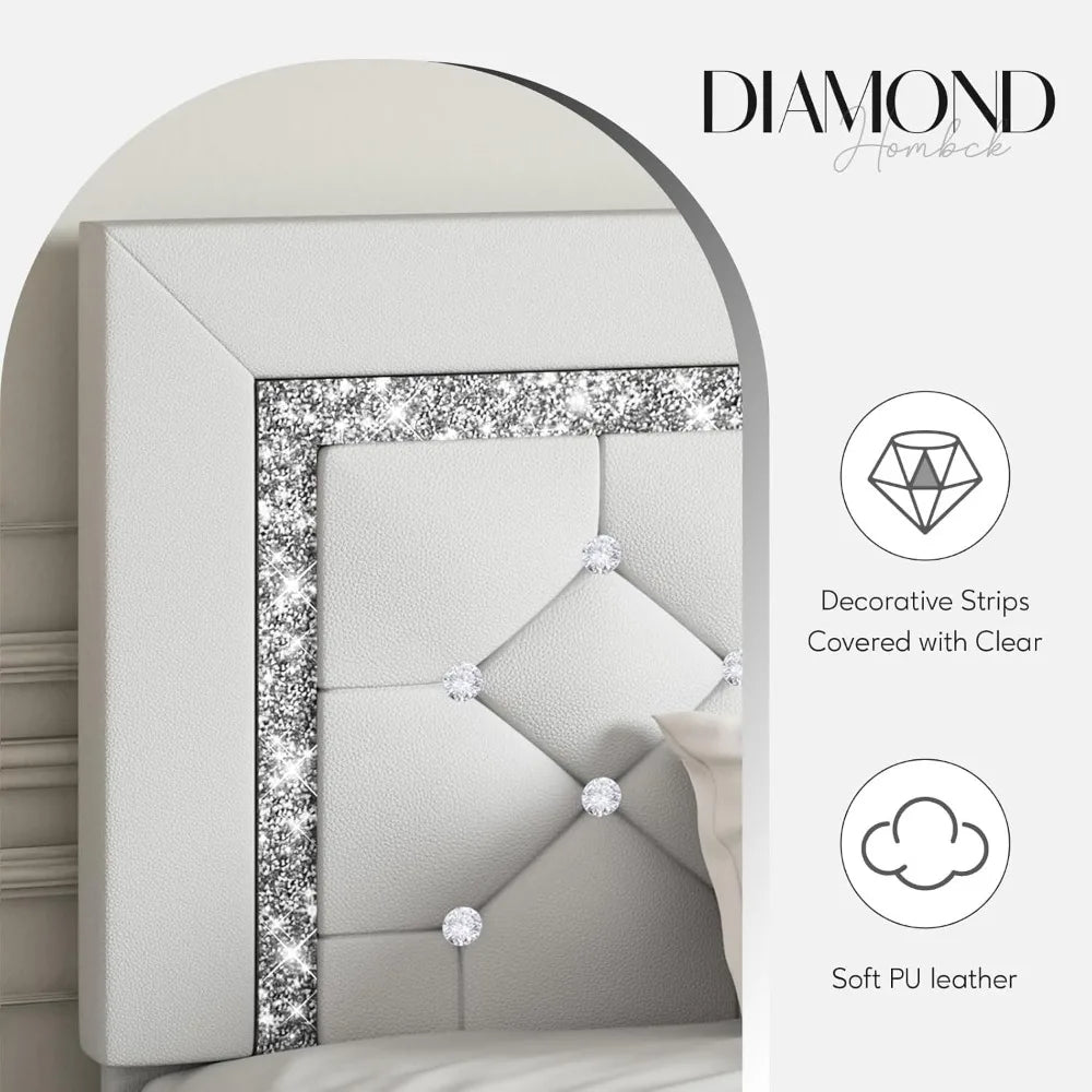 ANGDUOH Platform Bed Frame With Upholstered Headboard