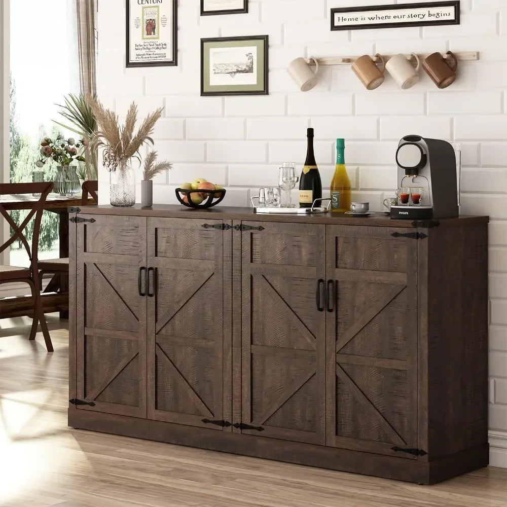 Sideboard Buffet Cabinet with Storage-65 In Farmhouse Kitchen Pantries Sideboard Cabinet,Wooden Coffee Bar Cabinet Buffet Table