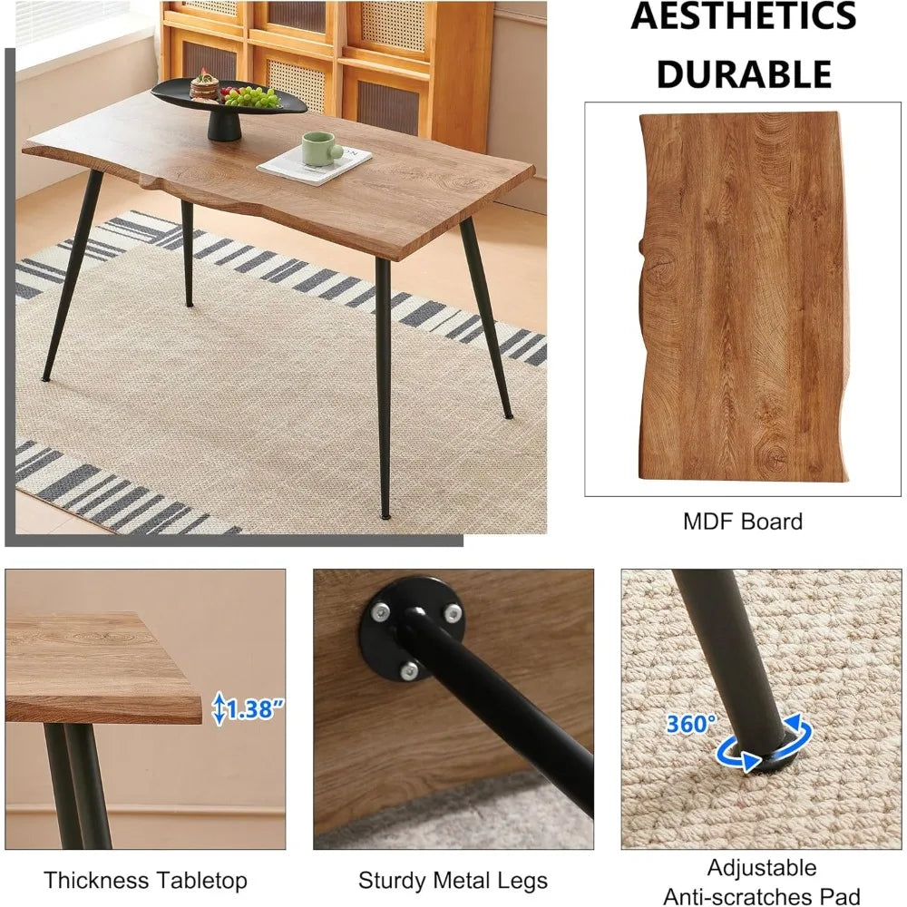 Modern Dining Table Set for 4,Durable Home Table with Chair,Stylish Rectangular Dining Table Upholstered Dining Chair Velvet
