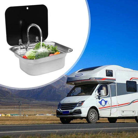 Compact RV Stainless Steel MultifunctionalSink Large-capacity Vegetable Basin Drain With Faucet In Sink