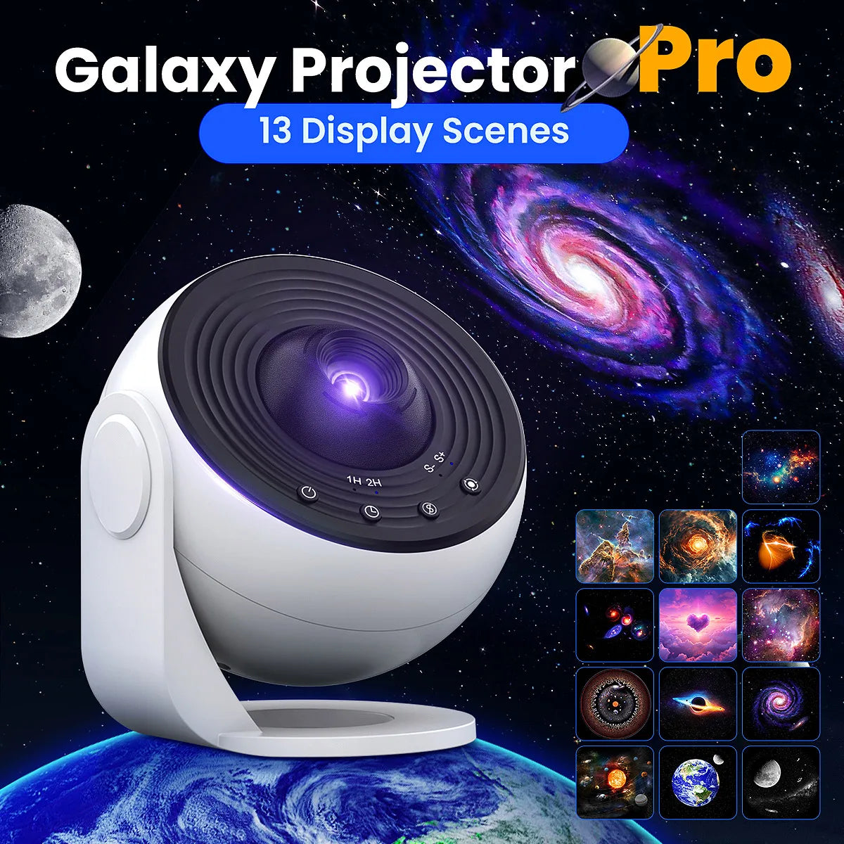 2025 New Model 4K HD Earth Projector PRO,13 Film Card, Globe Galaxy Projection Lamp Pro Version, Table Lamp From home decor