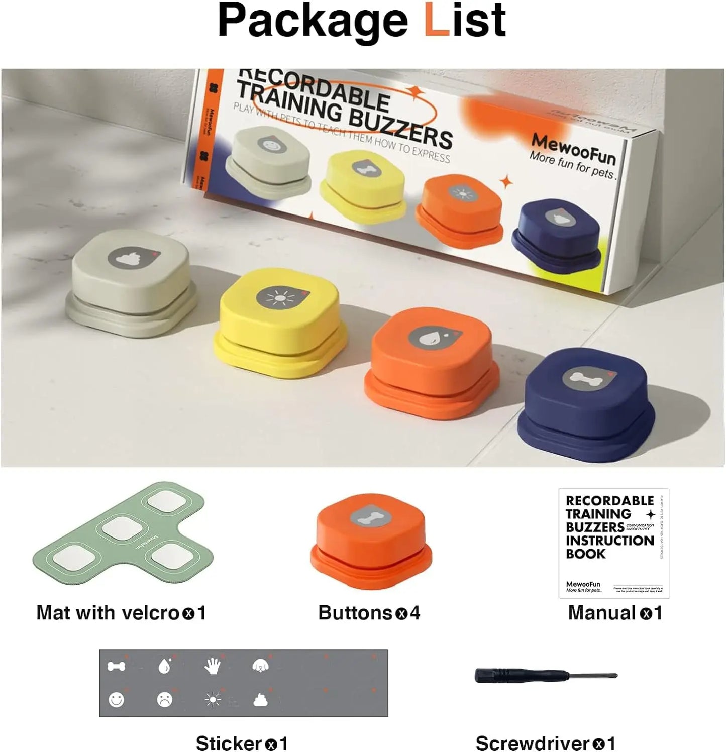 MewooFun Dog Button Record Toy For Talking Pet Training
